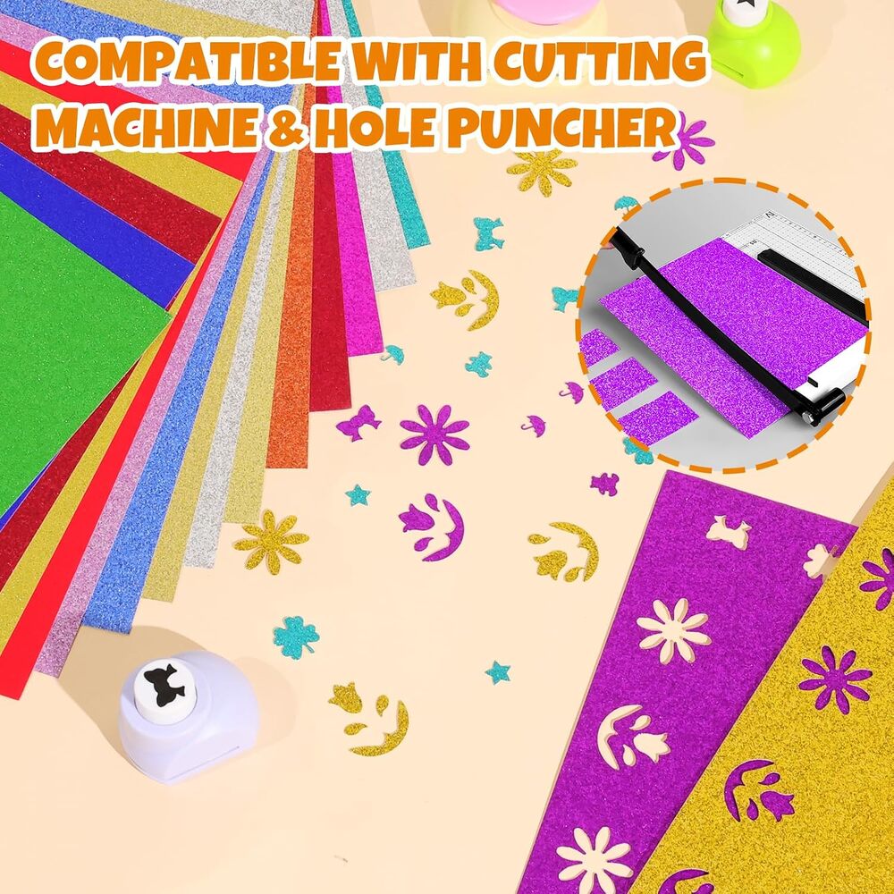 300 Sheets 8.5" X 11" Glitter Cardstock, 50 Assorted Colors 250GSM/92LB No-Shed - Picture 6 of 7